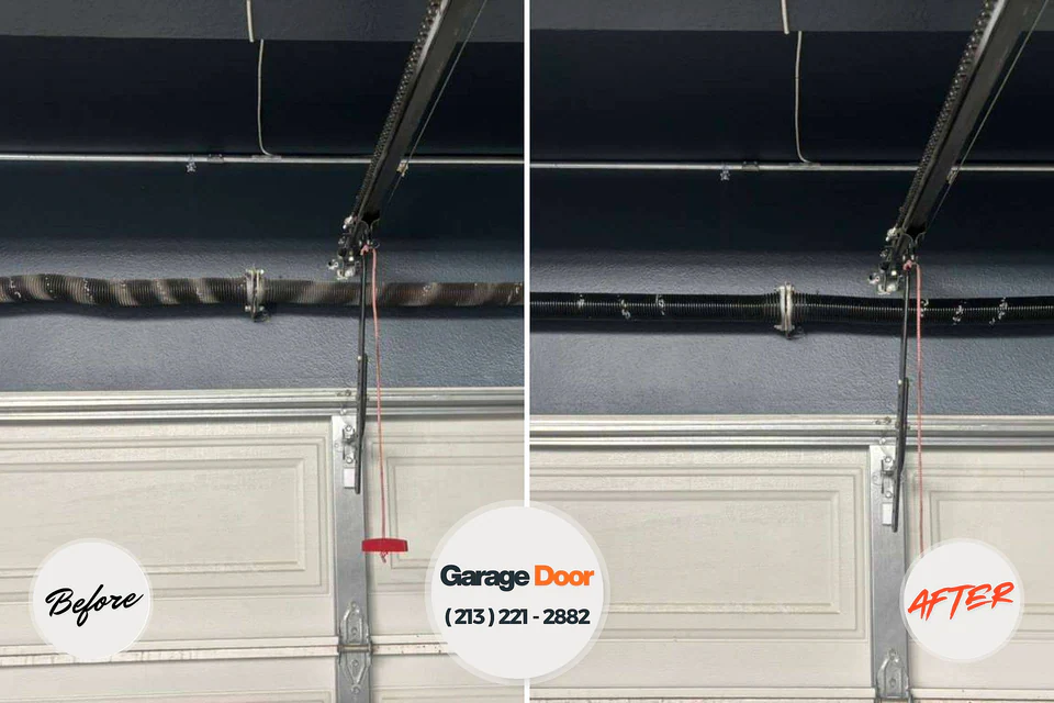 Before and after: garage door repair Albany, TX